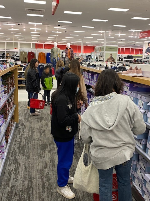 Students shop for shoes at Target 